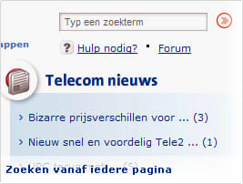 Zoeken vanaf iedere pagina