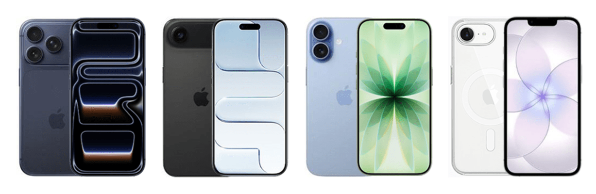 Apple iPhone 17 Pro, iPhone 17 Air, iPhone 17 en iPhone 17e